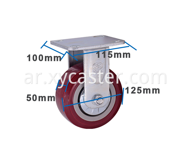 Red 5 Inch Pvc Fixed Caster